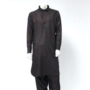 Men's Brown Regular Fit Shalwar Kameez w/ Pants
